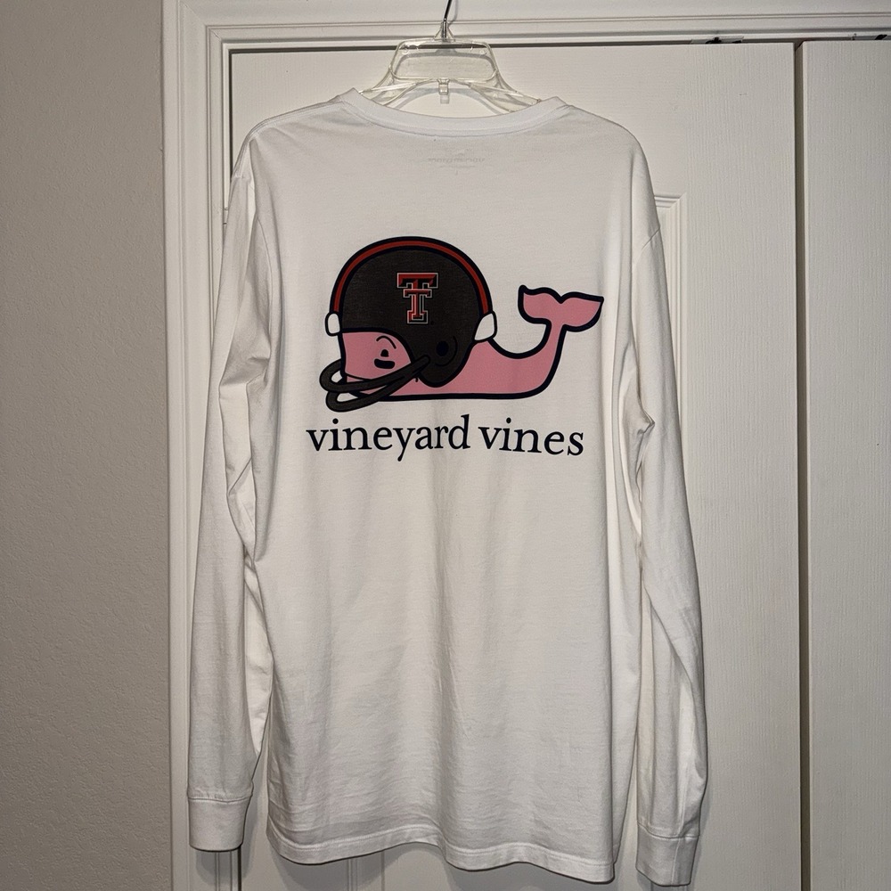 Texas Tech NCAA Football Vineyard Vines Long Sleeve White T-Shirt Men's Large